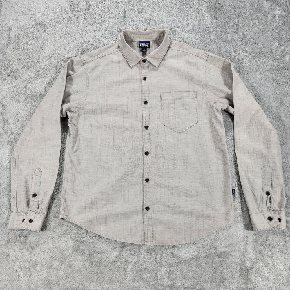 Patagonia Shirt Mens Medium‎ Slub Poplin Beige Organic Cotton Button Front